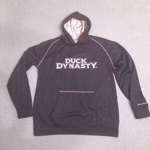 2013 Duck Dynasty Pull Over Hoodie Womens Medium‎ Black With Pink Trim